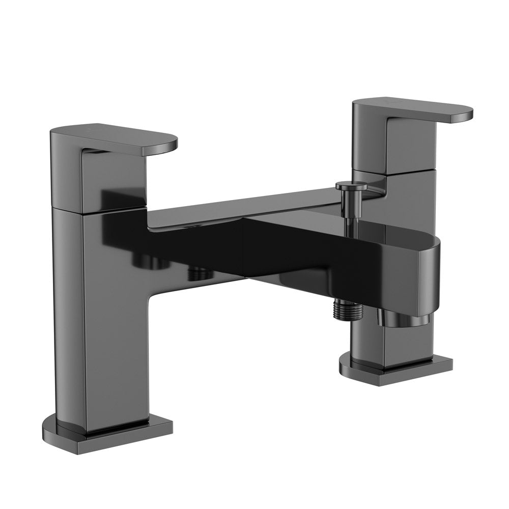 2 Hole H Type Bath and Shower Mixer-Black Chrome-Alive