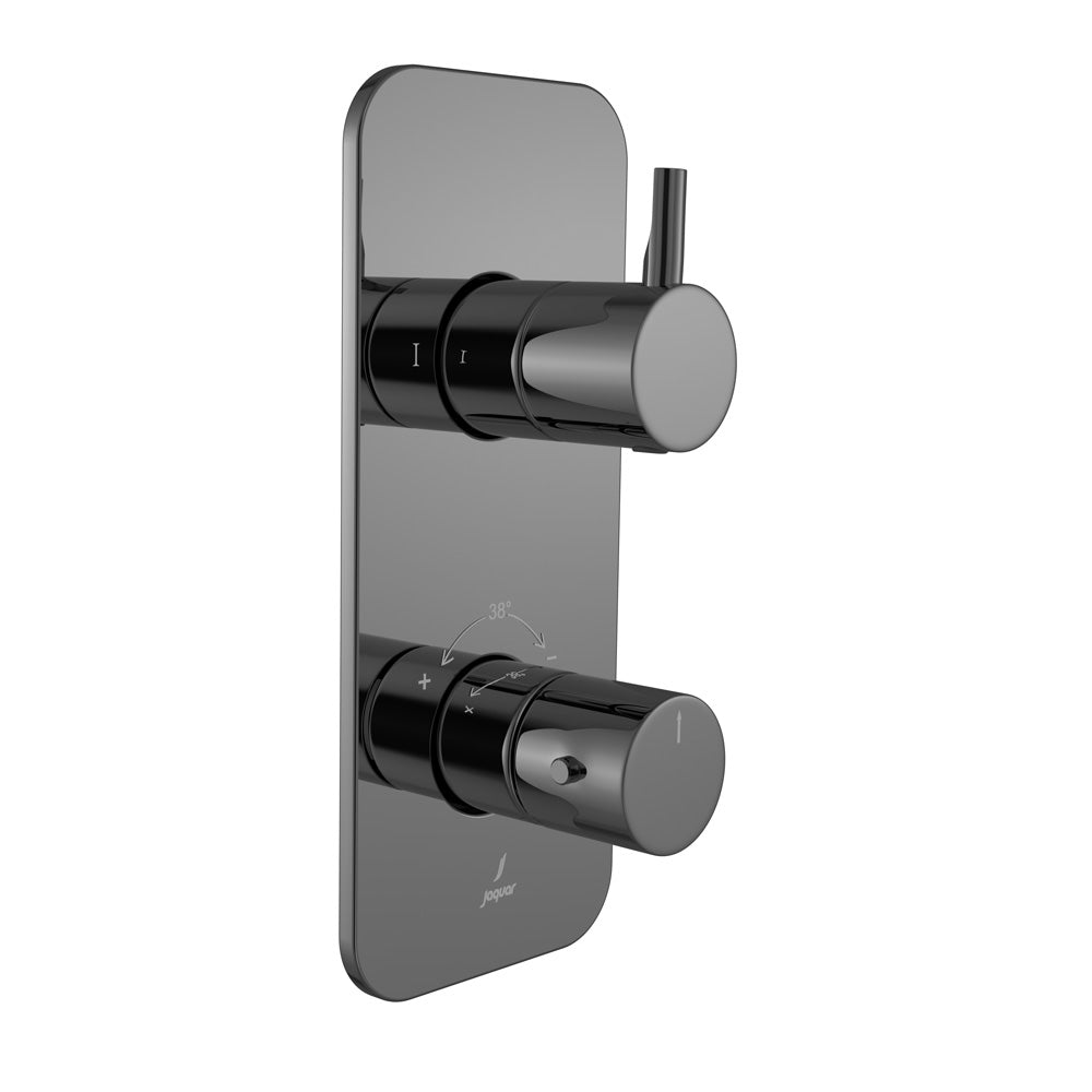 Aquamax 1 Outlet Thermostatic Shower Mixer Trim Kit-Black Chrome-Florentine-Prime