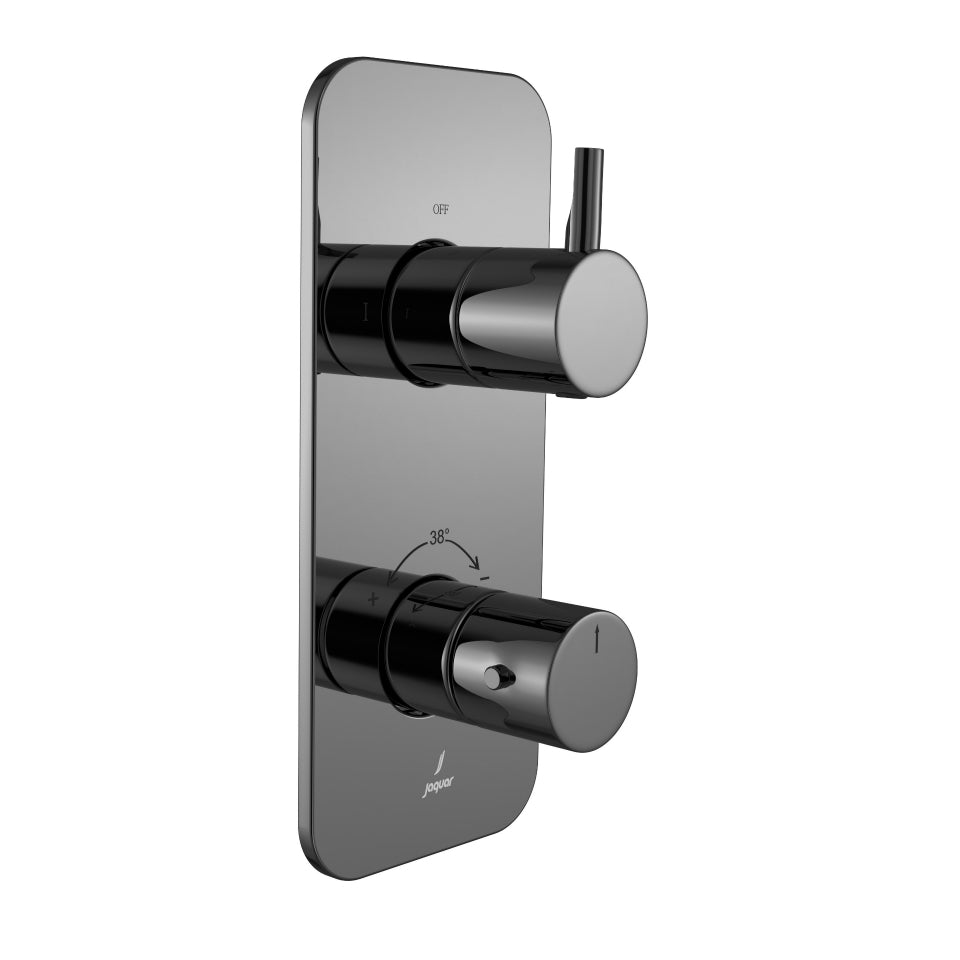Aquamax 2 Outlet Thermostatic Shower Mixer Trim Kit-Black Chrome-Florentine-Prime