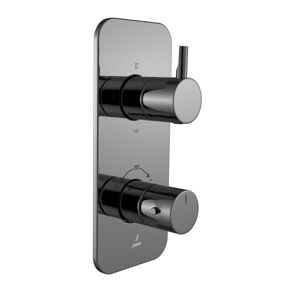 Aquamax 3 Outlet Thermostatic Shower Mixer Trim Kit-Black Chrome-Florentine-Prime