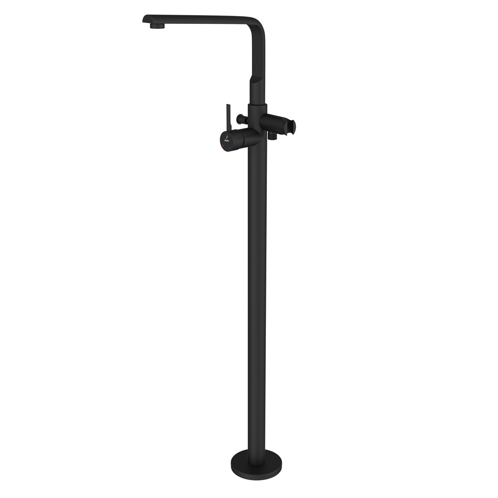 Exposed Parts of Floor Mounted Single Lever Bath Mixer-Black Matt-Florentine-Prime