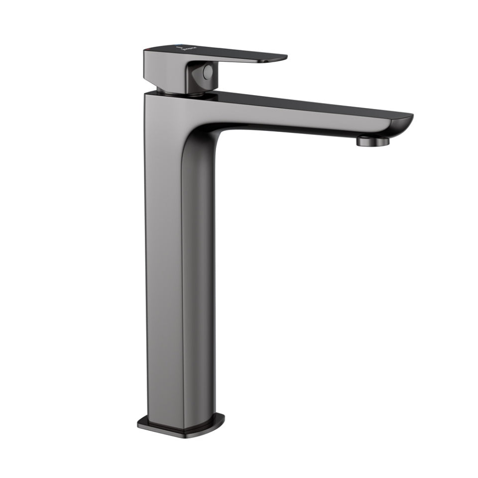 Extended Mono Basin Mixer-Black Chrome-Kubix-Prime