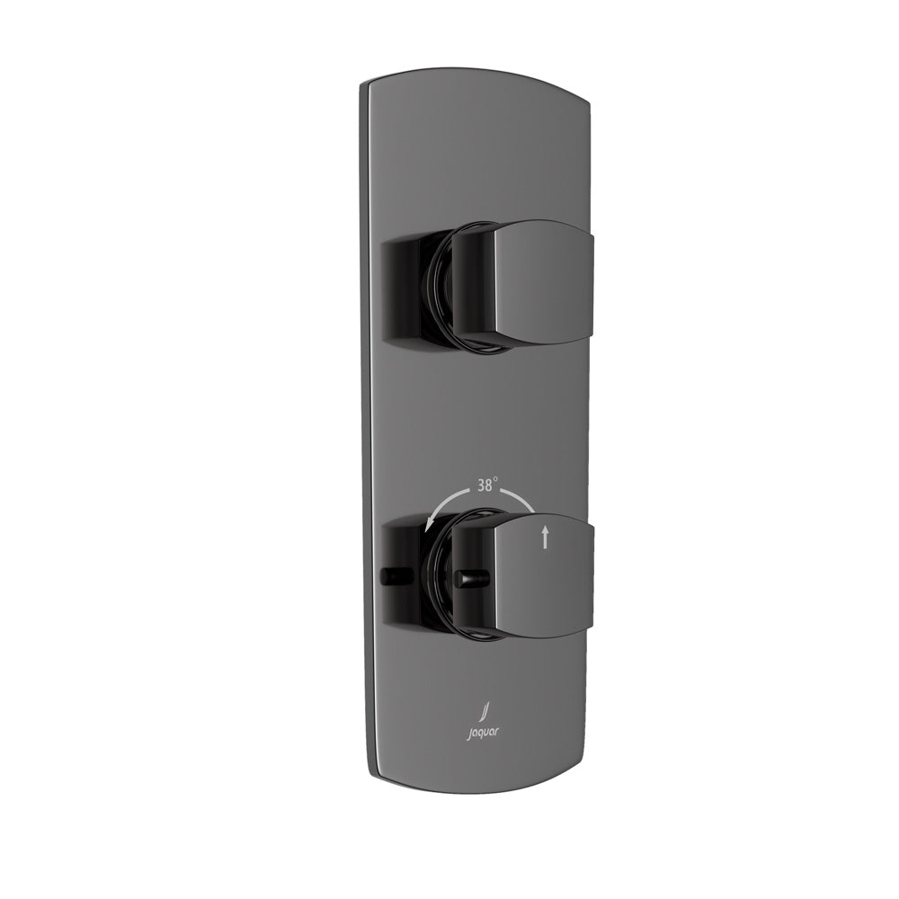 Aquamax 1 Outlet Thermostatic Shower Mixer Trim Kit-Black Chrome-Kubix-Prime