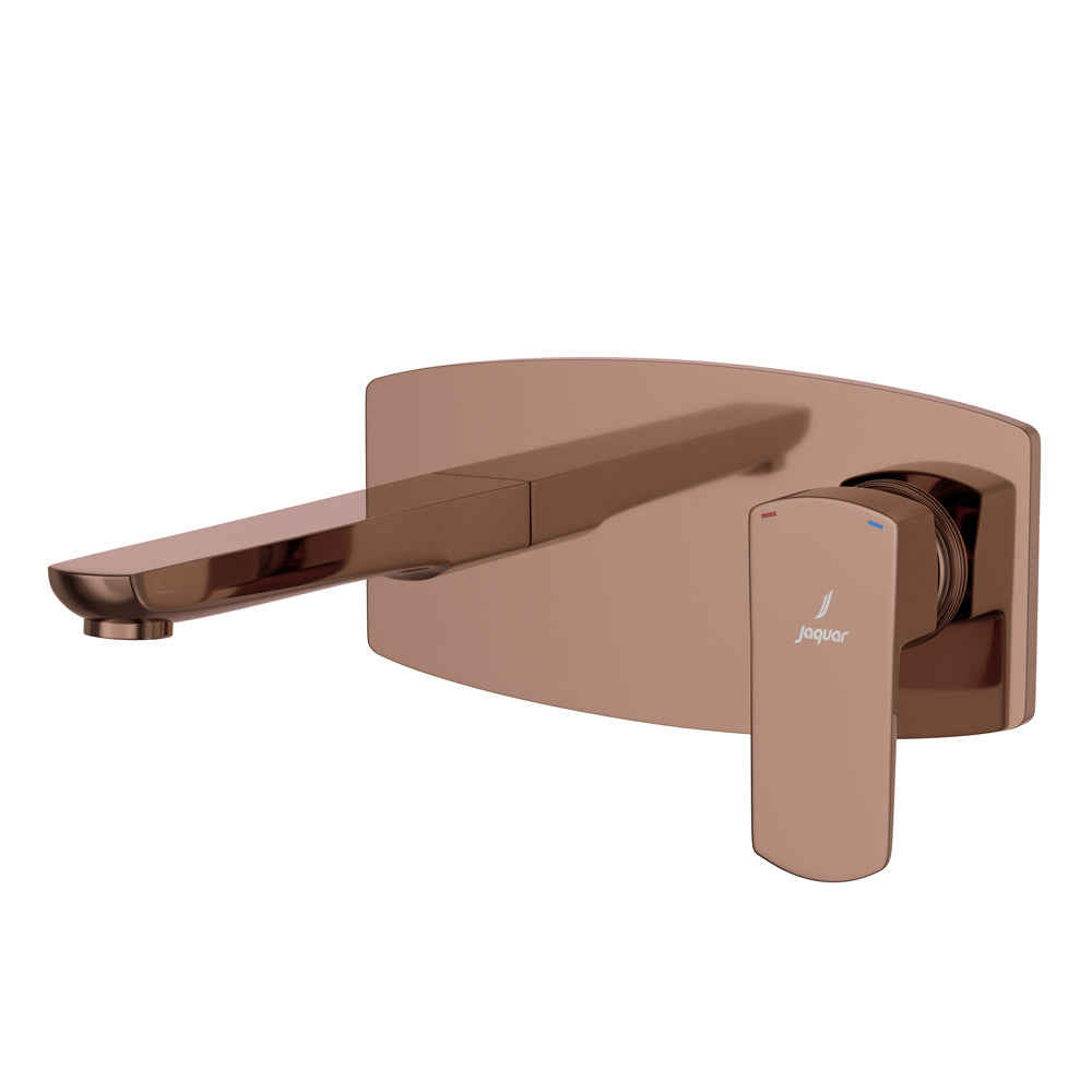 2 Hole Wall Mounted Basin Mixer-Blush Gold PVD-Kubix-Prime
