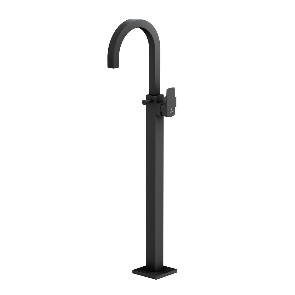 Exposed Parts of Floor Mounted Single Lever Bath Mixer-Black Matt-Kubix-Prime