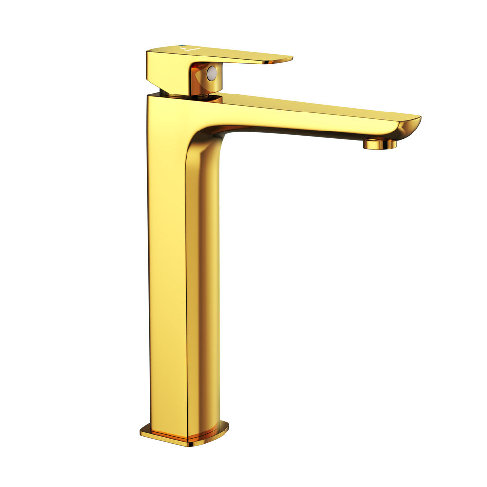 Extended Mono Basin Mixer-Gold Bright PVD-Kubix-Prime