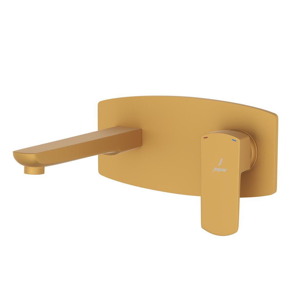 2 Hole Wall Mounted Basin Mixer-Gold Matt PVD-Kubix-Prime