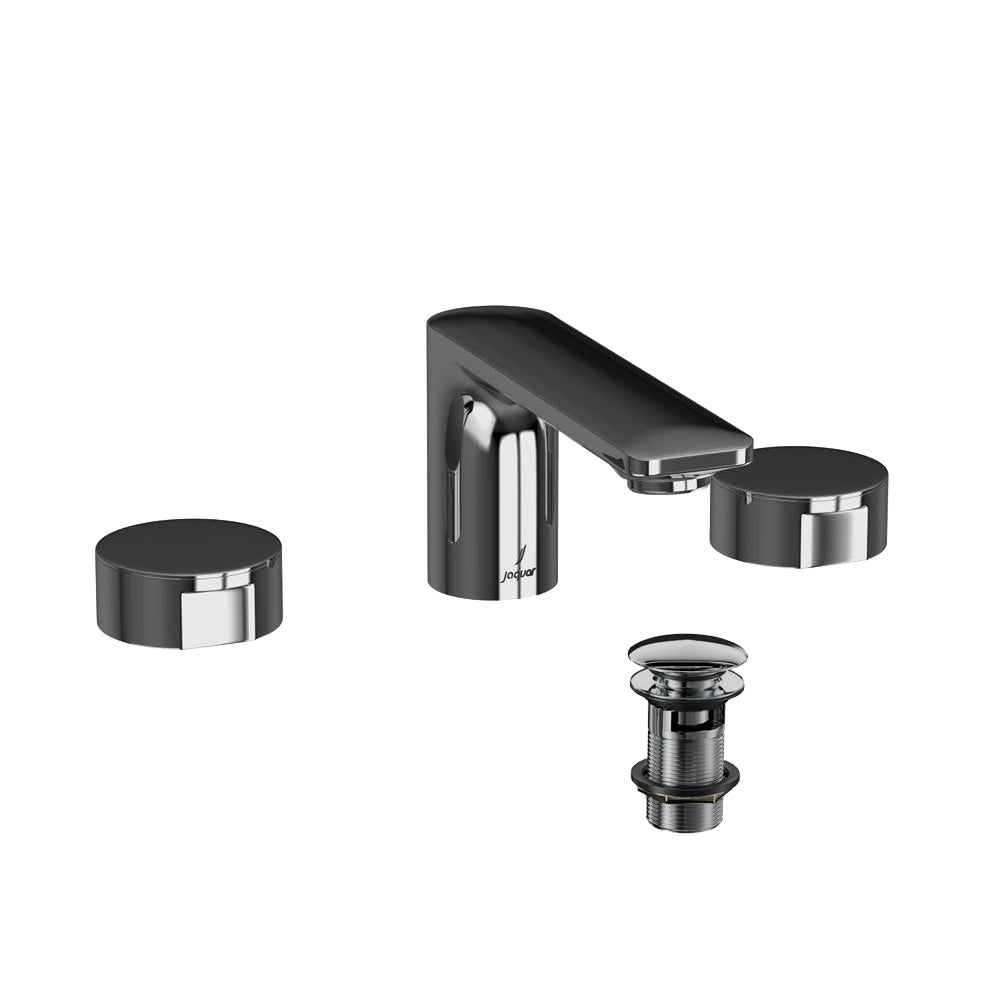 3 Hole Basin Mixer-Black Chrome-Laguna-1