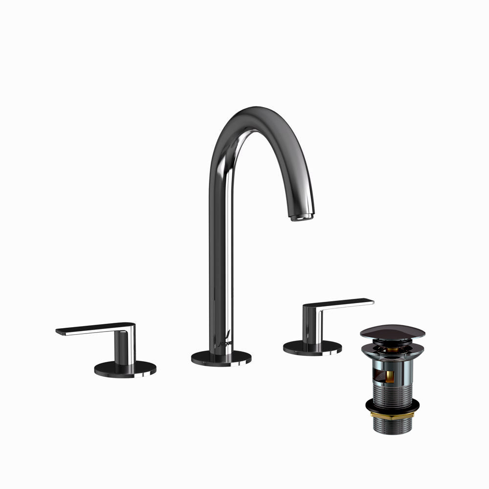 3 Hole Basin Mixer-Black Chrome-Laguna-2