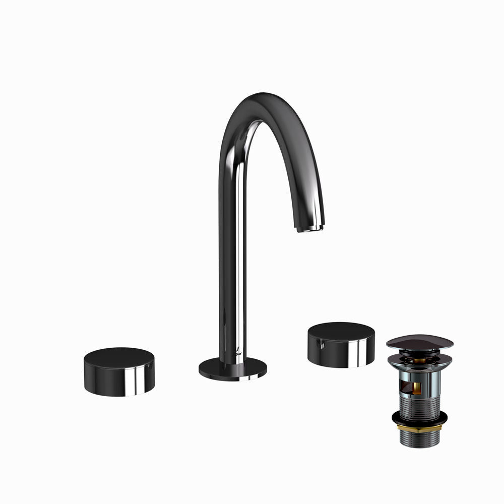 3 Hole Basin Mixer-Black Chrome-Laguna