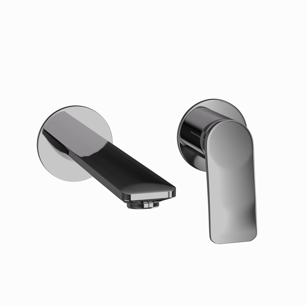 2 Hole Wall Mounted Basin Mixer-Black Chrome-Laguna
