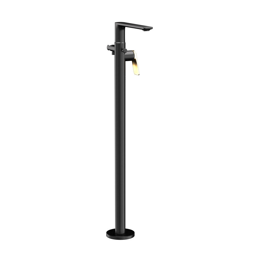 Exposed Parts of Floor Mounted Single Lever Bath Mixer-Lever: Gold Matt PVD | Body: Black Matt-Laguna