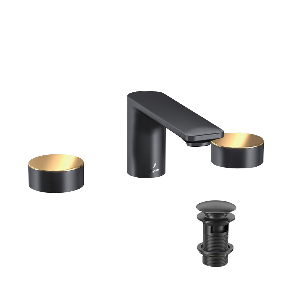 3 Hole Basin Mixer-Gold Matt PVD | Black Matt-Laguna-2