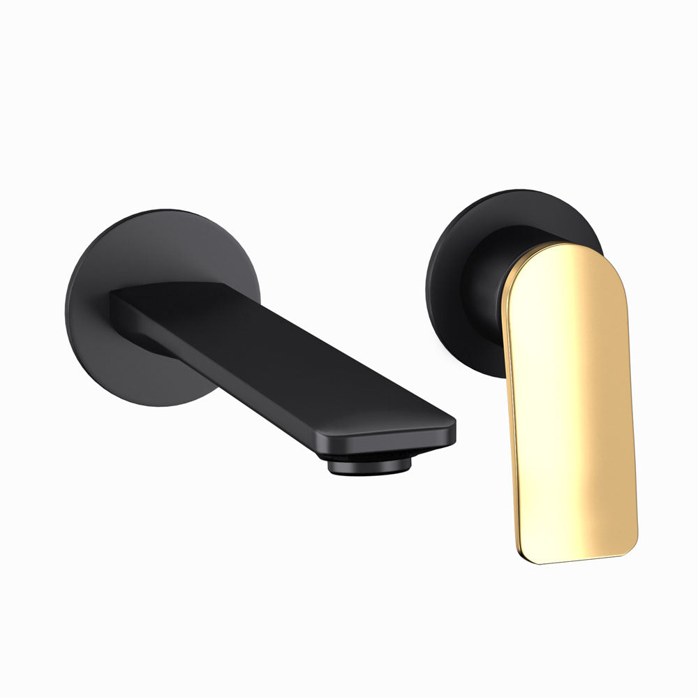 2 Hole Wall Mounted Basin Mixer-Gold Matt PVD | Black Matt-Laguna