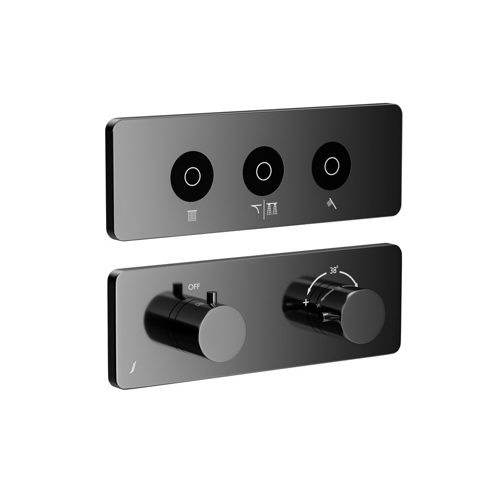 Exposed part 3 way for hand shower black chrome- Cloud