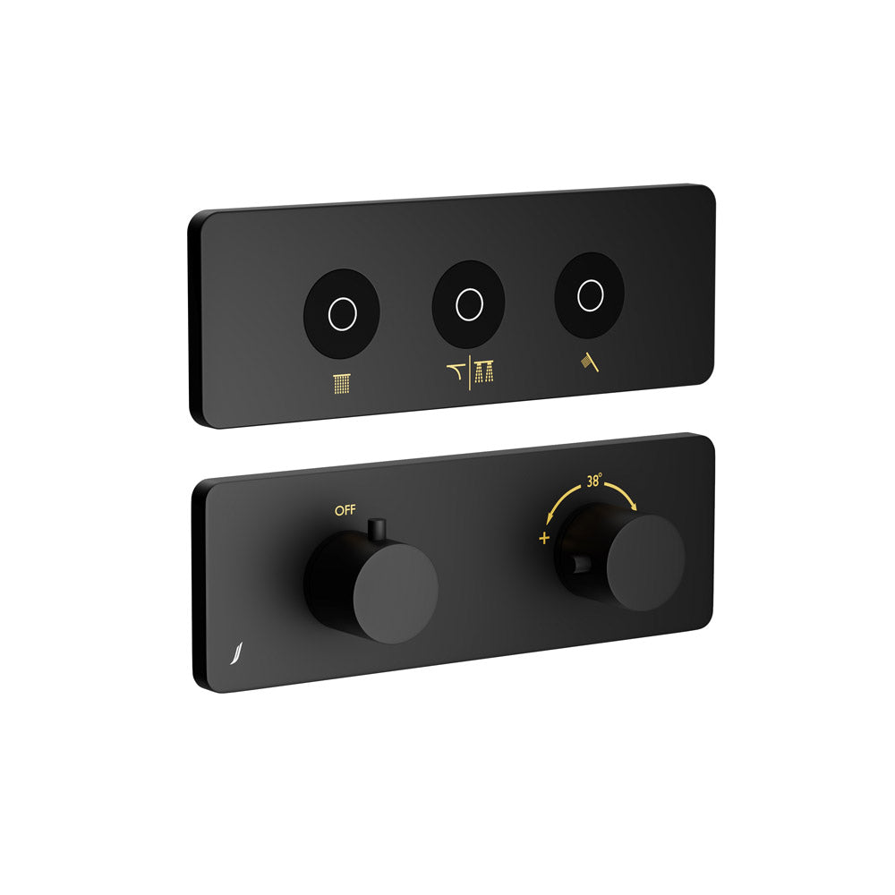 Exposed part 3 way for hand shower black matt - Cloud
