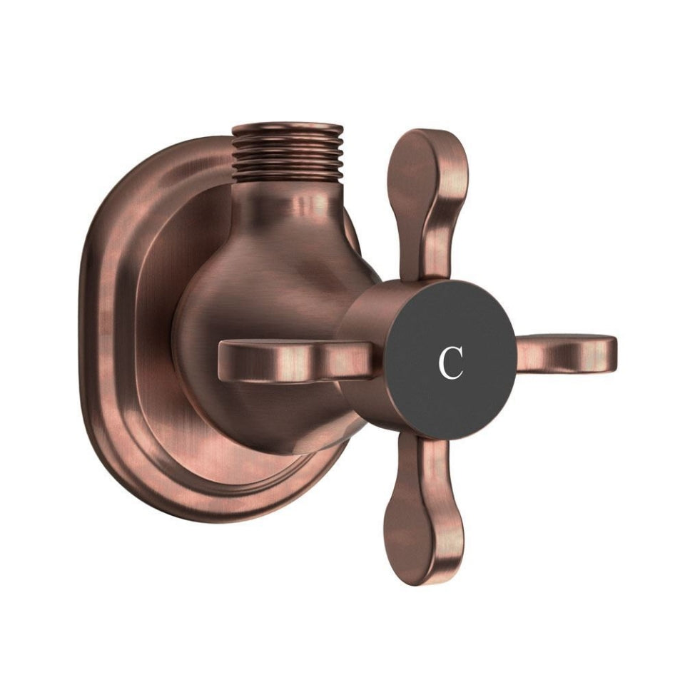 Wall Mounted Stop Valve - Antique Copper-Queens-Prime