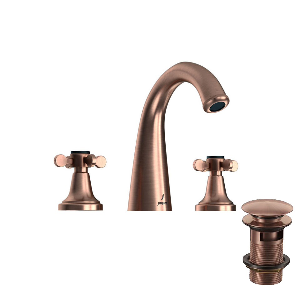3 Hole Basin Mixer-Antique Copper-Queens-Prime