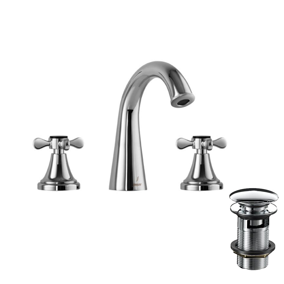 3 Hole Basin Mixer-Chrome-Queens-Prime