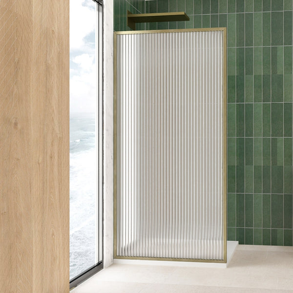 WALK IN SHOWER SCREEN (FRAMED) - FLUTED GLASS