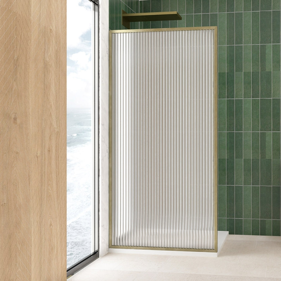 WALK IN SHOWER SCREEN (FRAMED) - FLUTED GLASS
