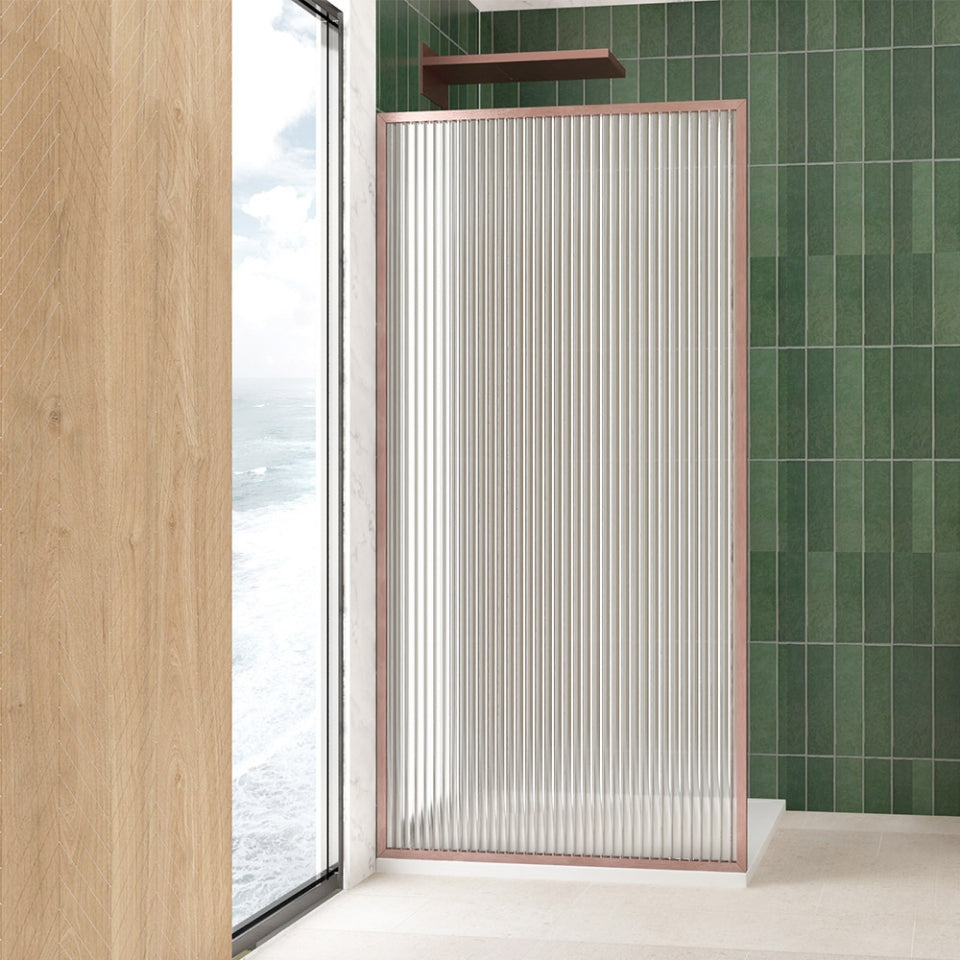 WALK IN SHOWER SCREEN (FRAMED) - FLUTED GLASS
