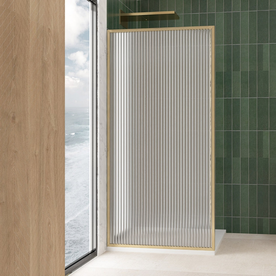 WALK IN SHOWER SCREEN (FRAMED) - FLUTED GLASS