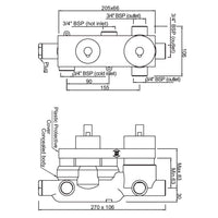 Aquamax In-wall Body of 3 Outlet Thermostatic Shower Mixer