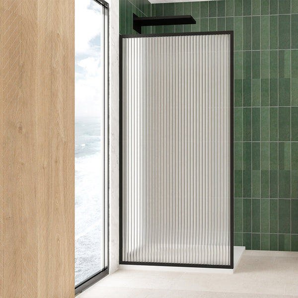WALK IN SHOWER SCREEN (FRAMED) - FLUTED GLASS