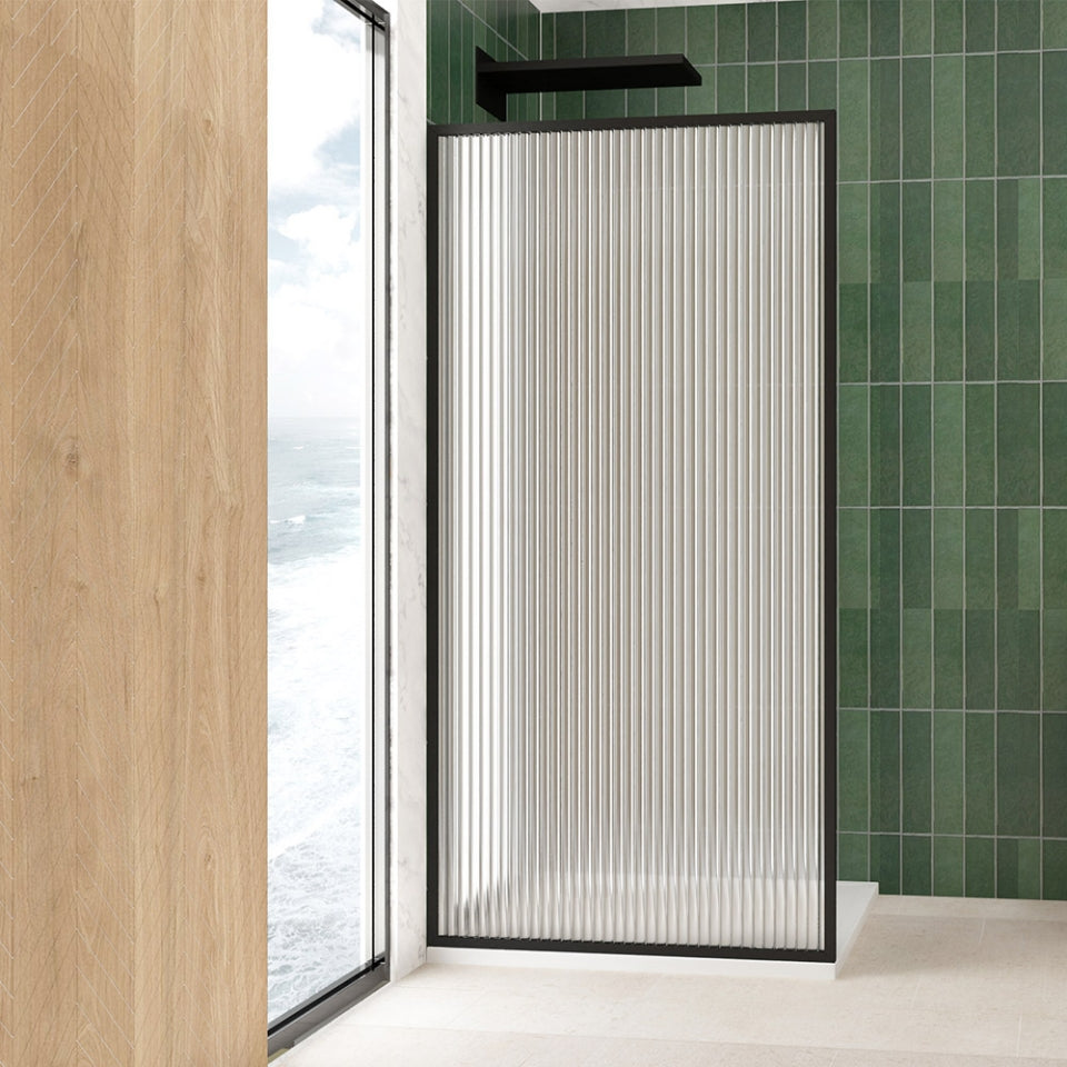 WALK IN SHOWER SCREEN (FRAMED) - FLUTED GLASS