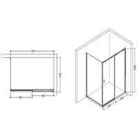 Fusion Plus “L” shaped shower enclosure (Right Version) Clear Glass - 800x1200