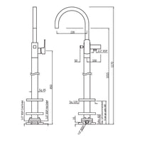 Exposed Parts of Floor Mounted Single Lever Bath Mixer