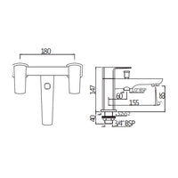 2 Hole H Type Bath and Shower Mixer