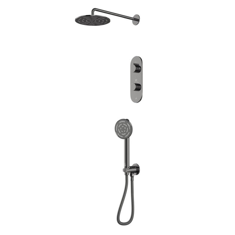 Combo of Aquamax Thermostatic Shower Mixer with 2-way diverter , Shower Arm, Overhead Shower, Hand Shower