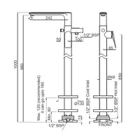 Exposed Parts of Floor Mounted Single Lever Bath Mixer