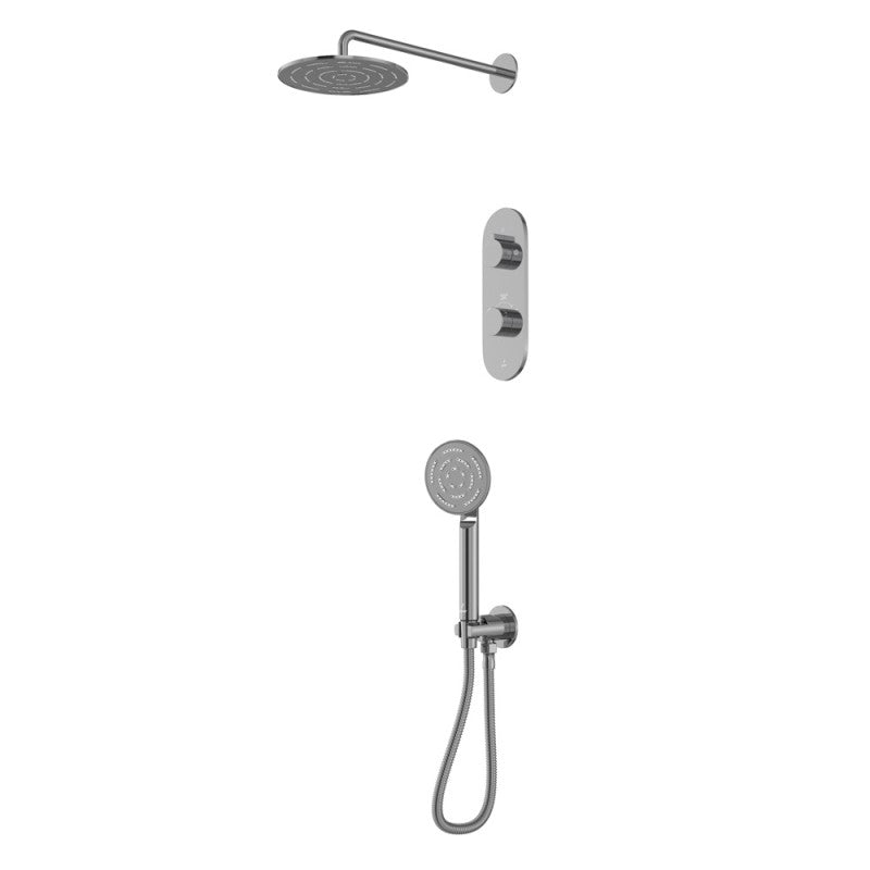 Combo of Aquamax Thermostatic Shower Mixer with 2-way diverter , Shower Arm, Overhead Shower, Hand Shower
