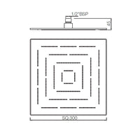 Maze Single Function 300X300mm Maze Square Showerhead