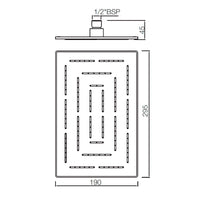 Maze Single Function 190X295mm Rectangular Showerhead