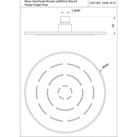 Maze Single Function 200mm Round Showerhead