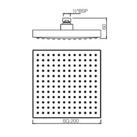 Single Function 200X200mm Square Showerhead