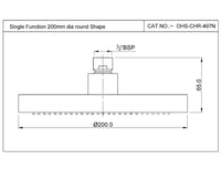 Single Function 190mm Round Showerhead