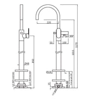 Exposed Parts of Floor Mounted Single Lever Bath Mixer