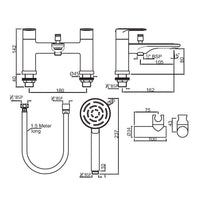 2 Hole H Type Bath and Shower Mixer
