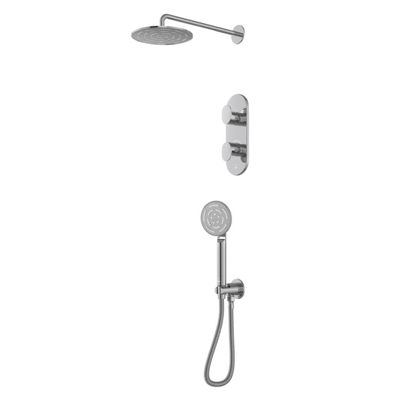 Combo of Aquamax Thermostatic Shower Mixer with 2-way diverter , Shower Arm, Overhead Shower, Hand Shower
