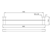 Twin Towel Rail 600mm Long