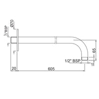Round Shower Arm 600mm