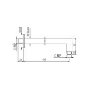 Square Shower Arm, 400mm