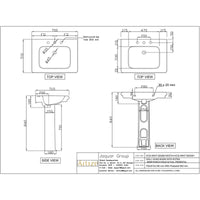 Wall Hung Basin With Three Tap Hole