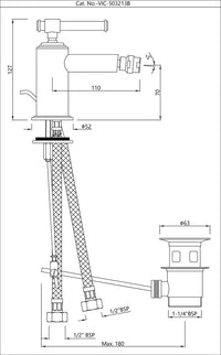 Single Lever Bidet Mixer with Popup Waste
