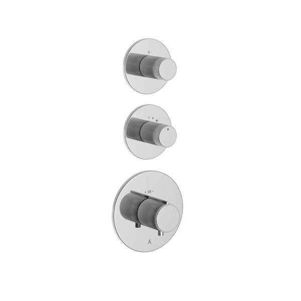Exposed Part Kit of Thermostatic Shower Mixer with 3- way diverter, Round Flanges (Compatible In-wall Part ALA-509883 is sold separately)